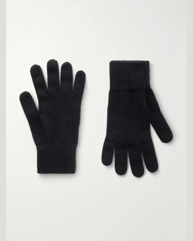 William Lockie Rib-Trimmed Cashmere Gloves Black