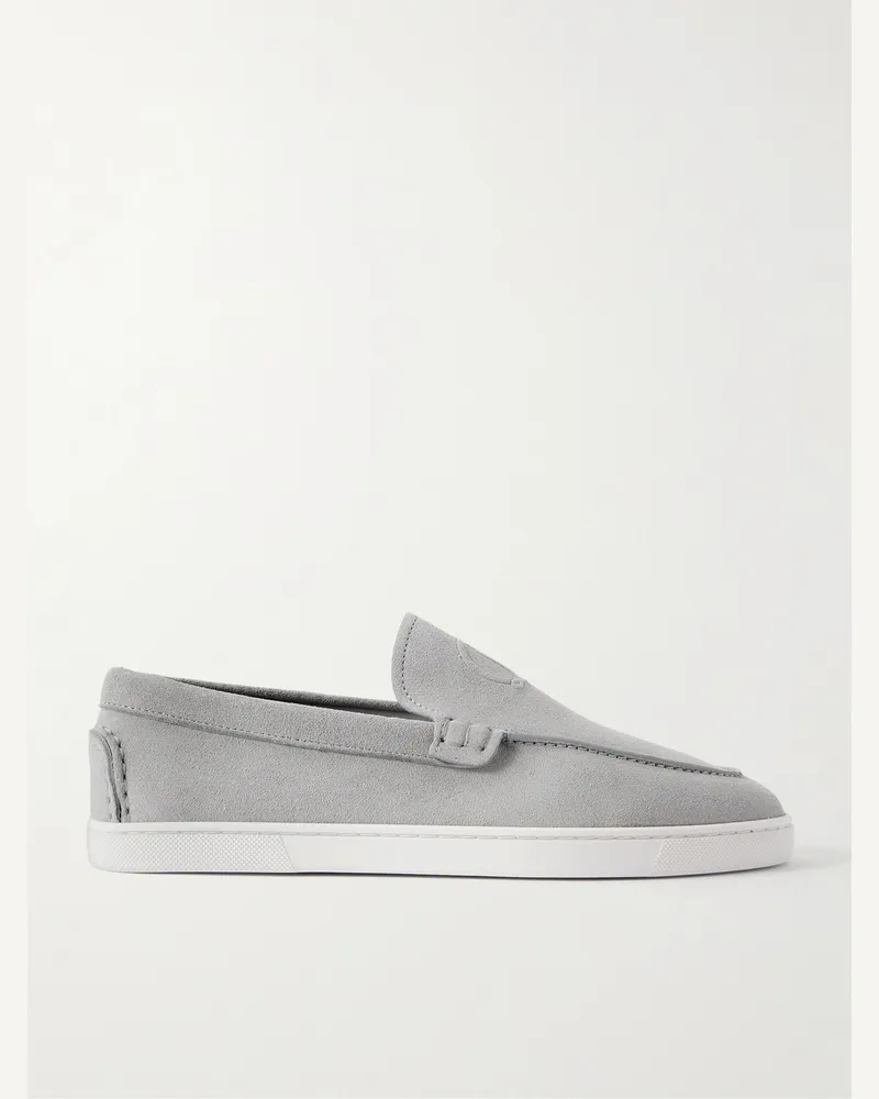 Christian Louboutin Moonboat Loafers aus Veloursleder Grau