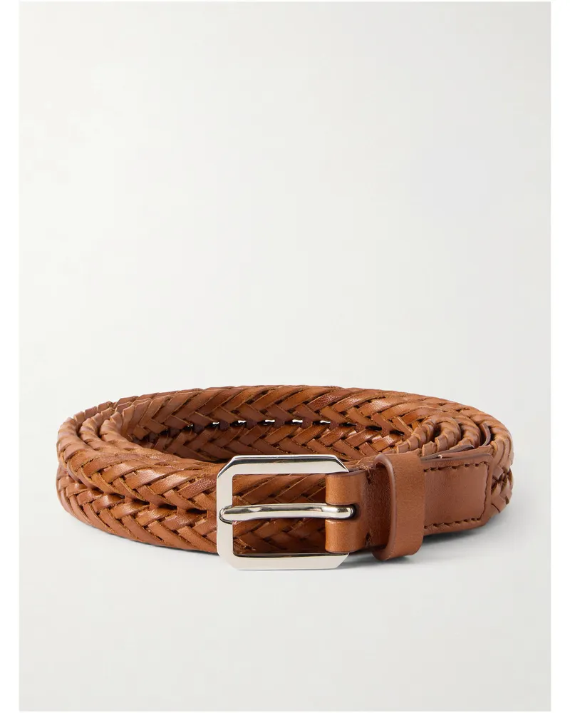 Tom Ford 2cm Woven Leather Belt Brown