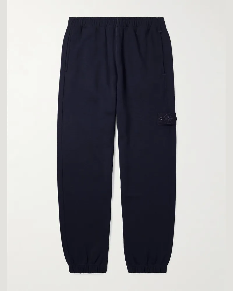 Stone Island GHOST Tapered Wool and Cotton-Blend Jersey Sweatpants Blue