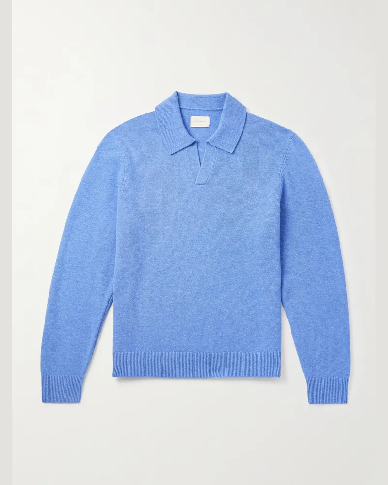 Aimé Leon Dore Pullover aus Merinowolle mit Polokragen Blau