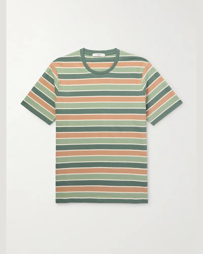 MR P. Gestreiftes T-Shirt aus Baumwoll-Jersey Grün