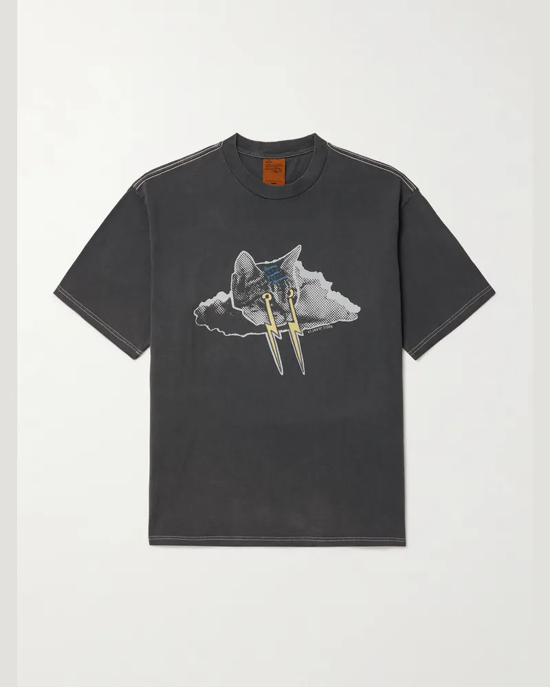 Nudie Jeans Koffee Karma Kat T-Shirt aus Baumwoll-Jersey mit Print Grau