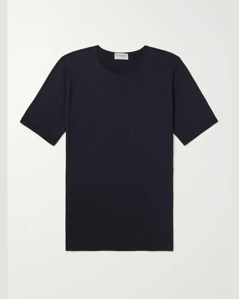 John Smedley Belden Slim-Fit Sea Island Cotton T-Shirt Blue