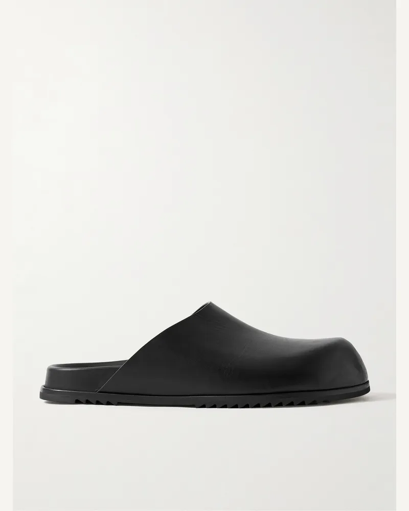 Rick Owens Granola Slippers aus Leder Schwarz