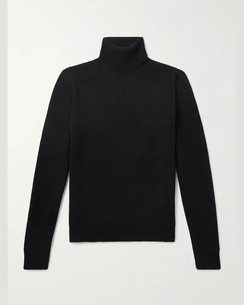 Ralph Lauren Rollkragenpullover aus Kaschmir in Rippstrick Schwarz
