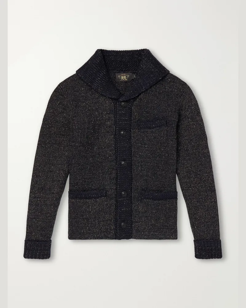 RRL Shawl-Collar Mélange Wool, Cotton and Silk-Blend Cardigan Blue