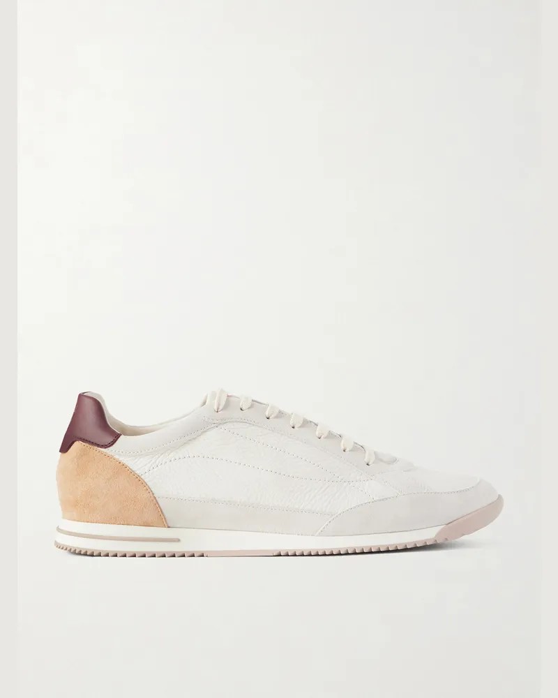 Brunello Cucinelli Suede and Leather Sneakers White