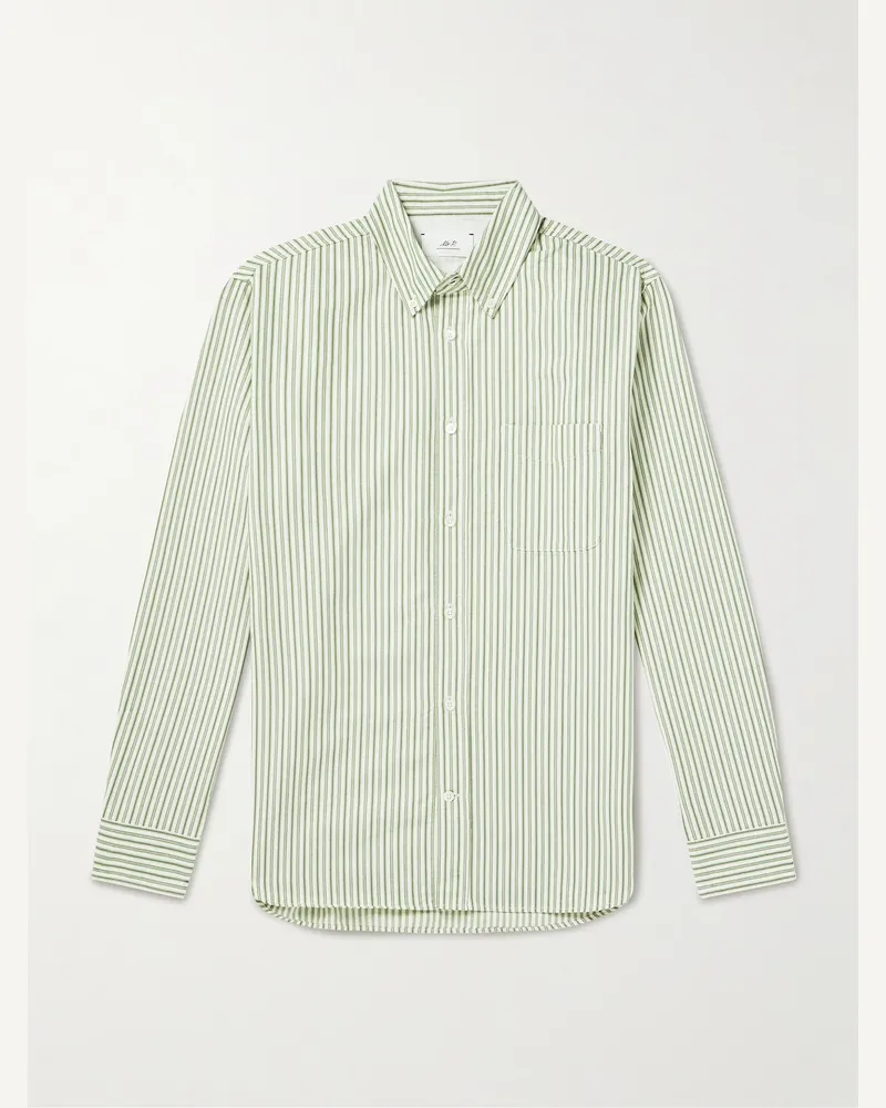MR P. Hemd aus gestreiftem Biobaumwoll-Oxford mit Button-Down-Kragen Grün