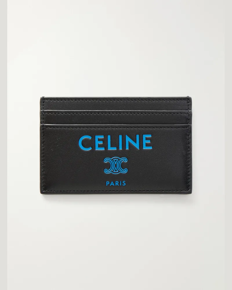 Celine Logo-Print Leather Cardholder Black