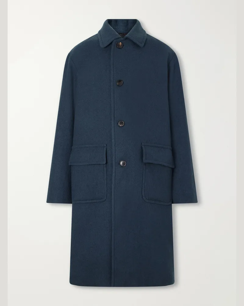 Dries van Noten Oversized Wool Coat Blue