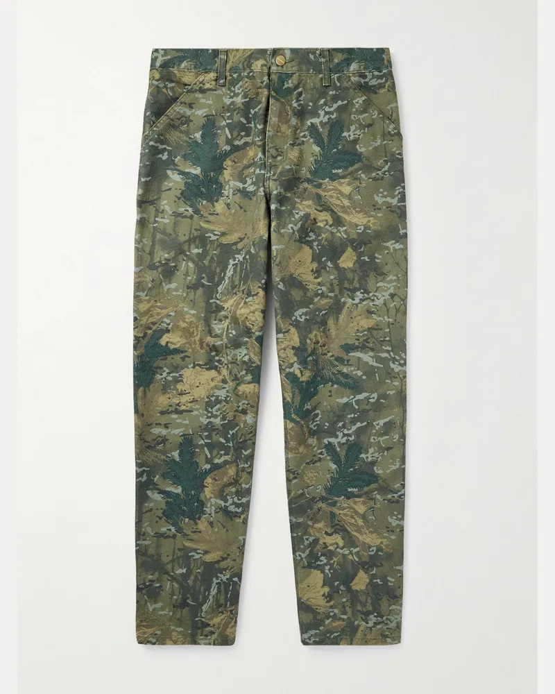 Carhartt WIP Single Knee gerade geschnittene Hose aus Biobaumwoll-Canvas mit Camouflage-Print Grün