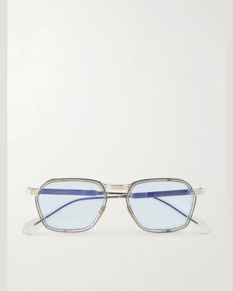 Jacques Marie Mage Beckett D-Frame Titanium and Acetate Sunglasses Silver
