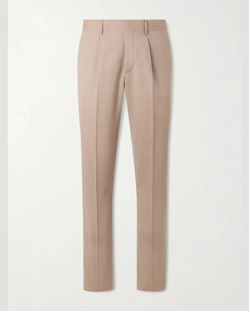 LARDINI Straight-Leg Virgin Wool Suit Trousers Neutrals