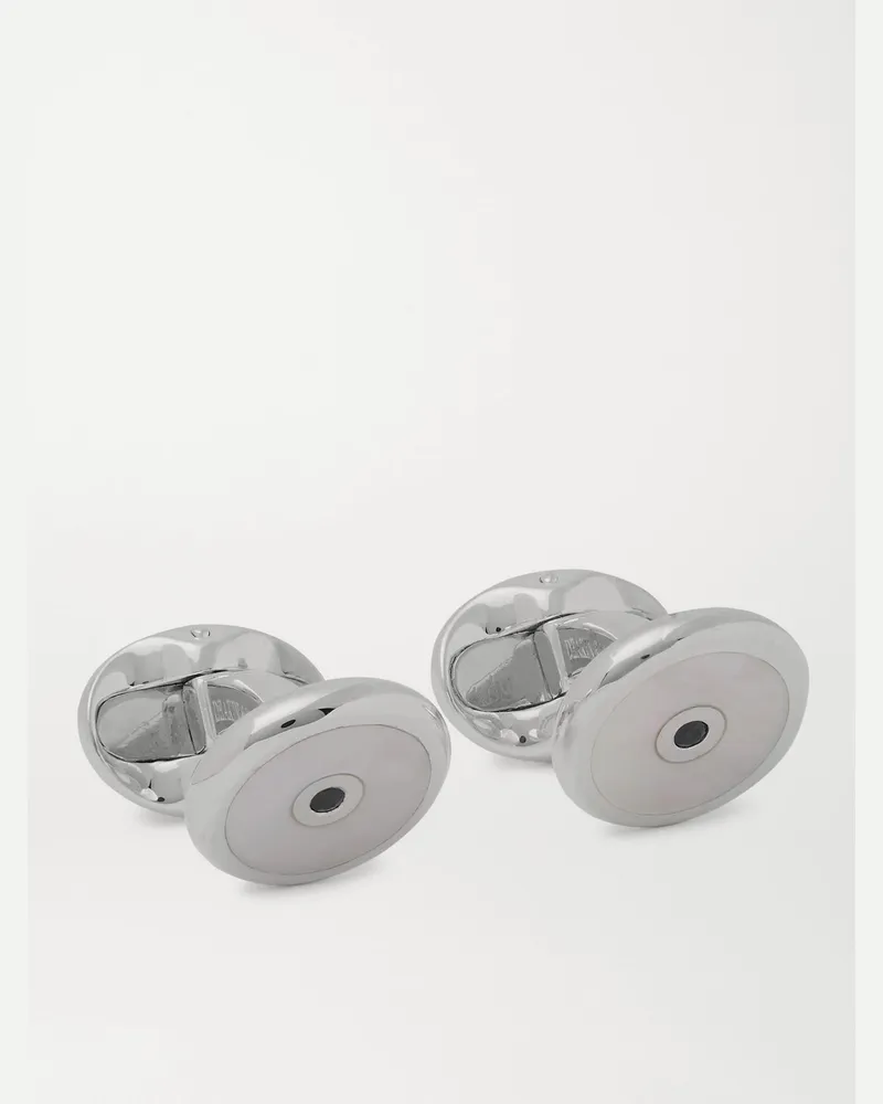 Deakin & Francis Sterling Silver, Mother-of-Pearl and Sapphire Cufflinks Silver