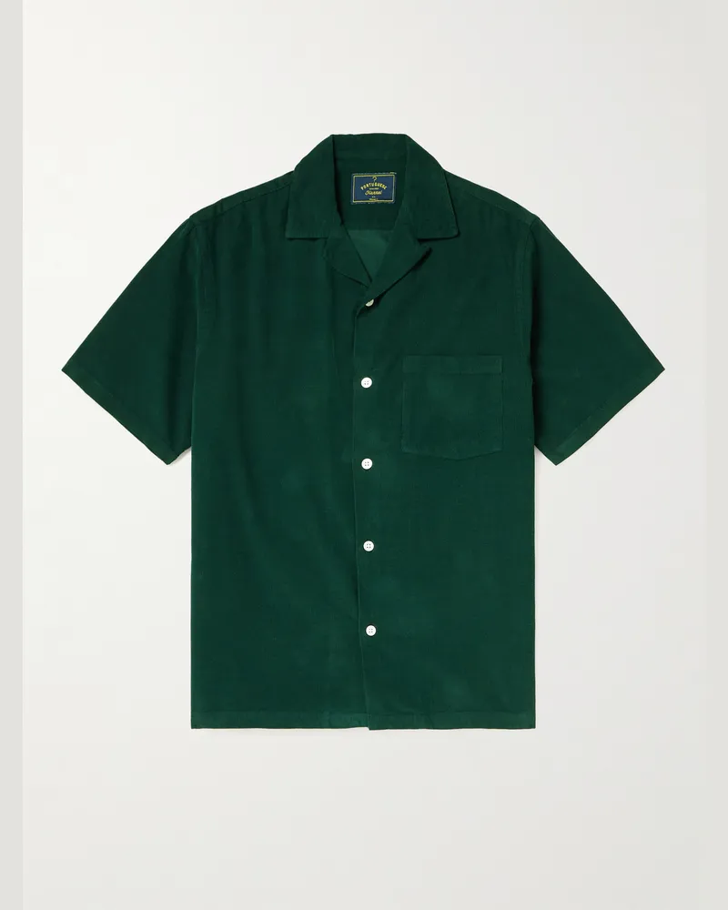 Portuguese Flannel Hemd aus Baumwollcord mit wandelbarem Kragen Grün