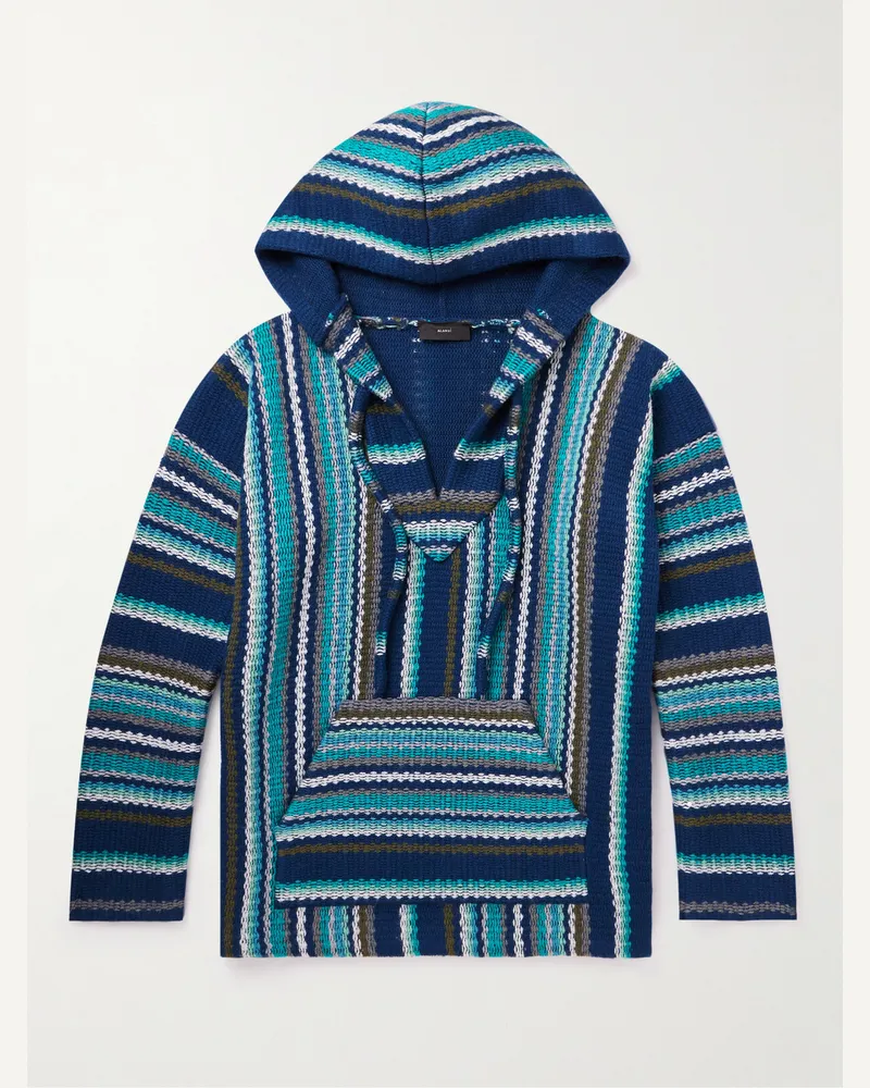 Alanui Follow Your Nature Baja Striped Cotton Hoodie Blue