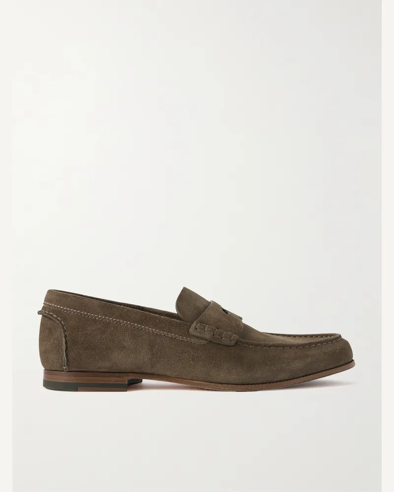 Dunhill Heddon Flex Pennyloafers aus Veloursleder Braun