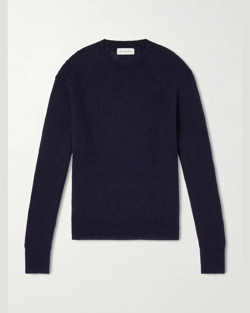 Dries van Noten Pullover aus gebürstetem Strick Blau