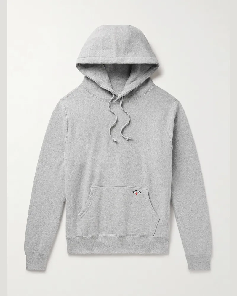 Noah NYC Hoodie aus Baumwoll-Jersey mit Logostickerei Grau