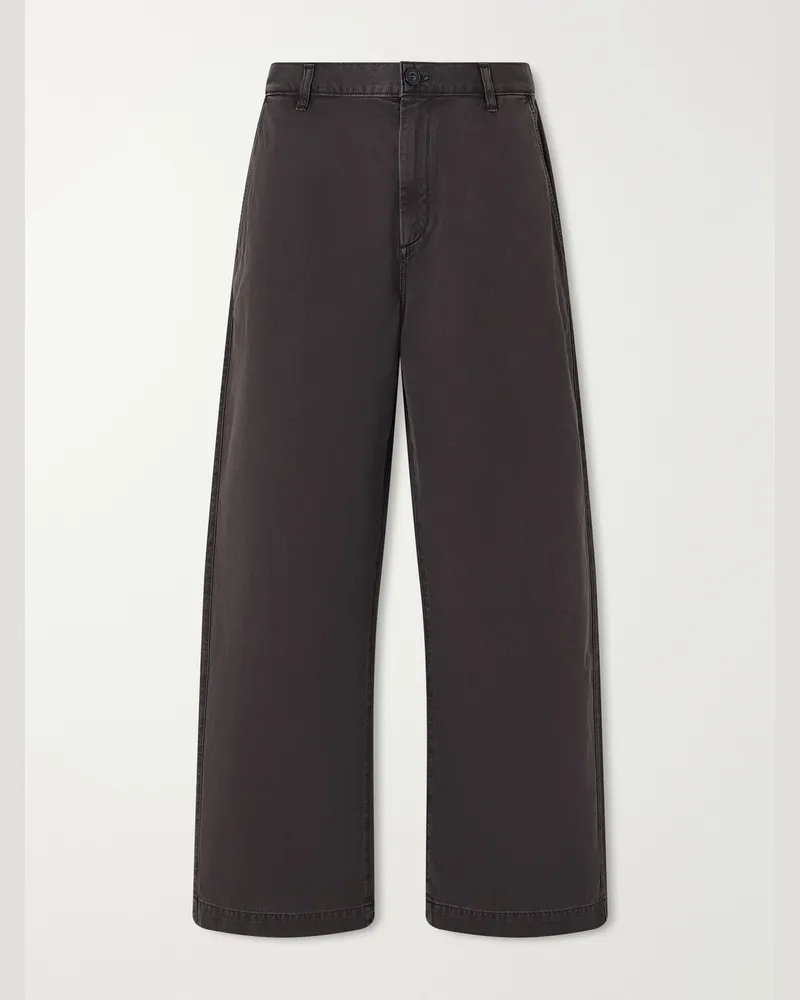 AGOLDE Warwick Wide-Leg Cotton-Twill Trousers Brown