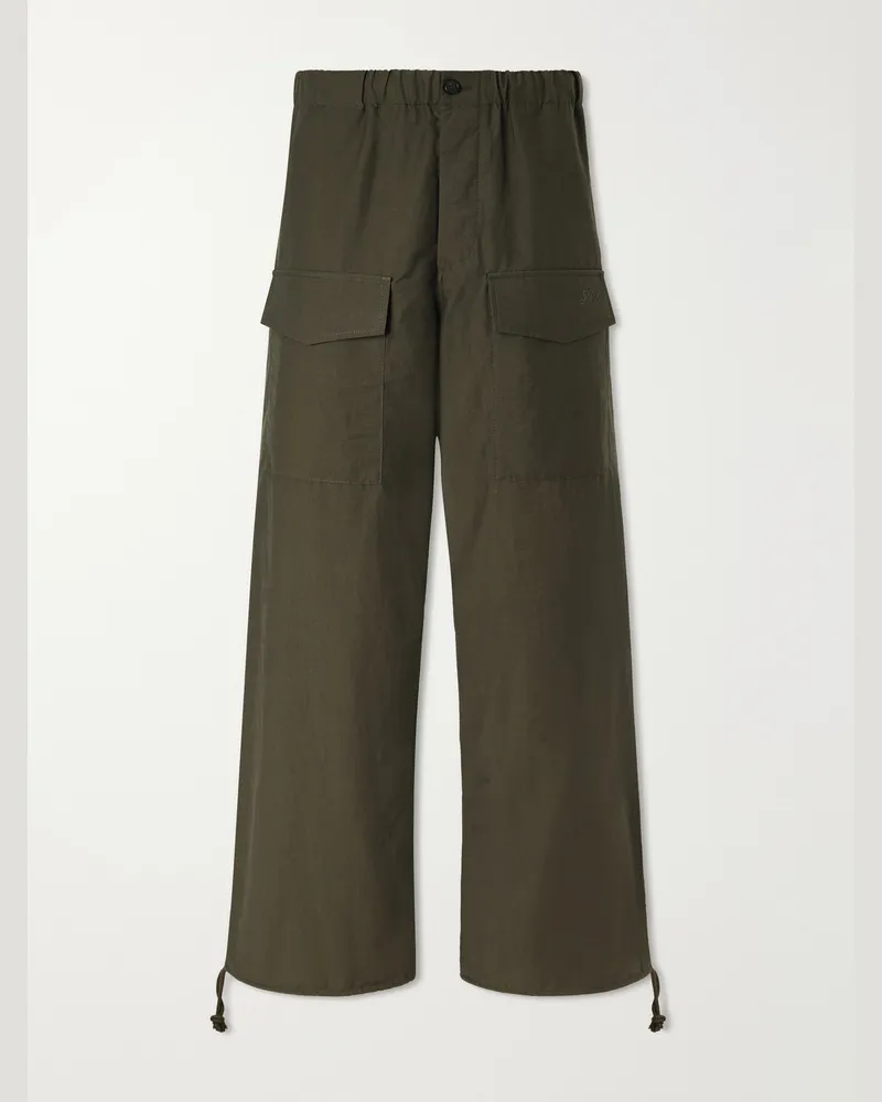 J.W.Anderson Wide-Leg Cotton-Blend Canvas Parachute Trousers Green