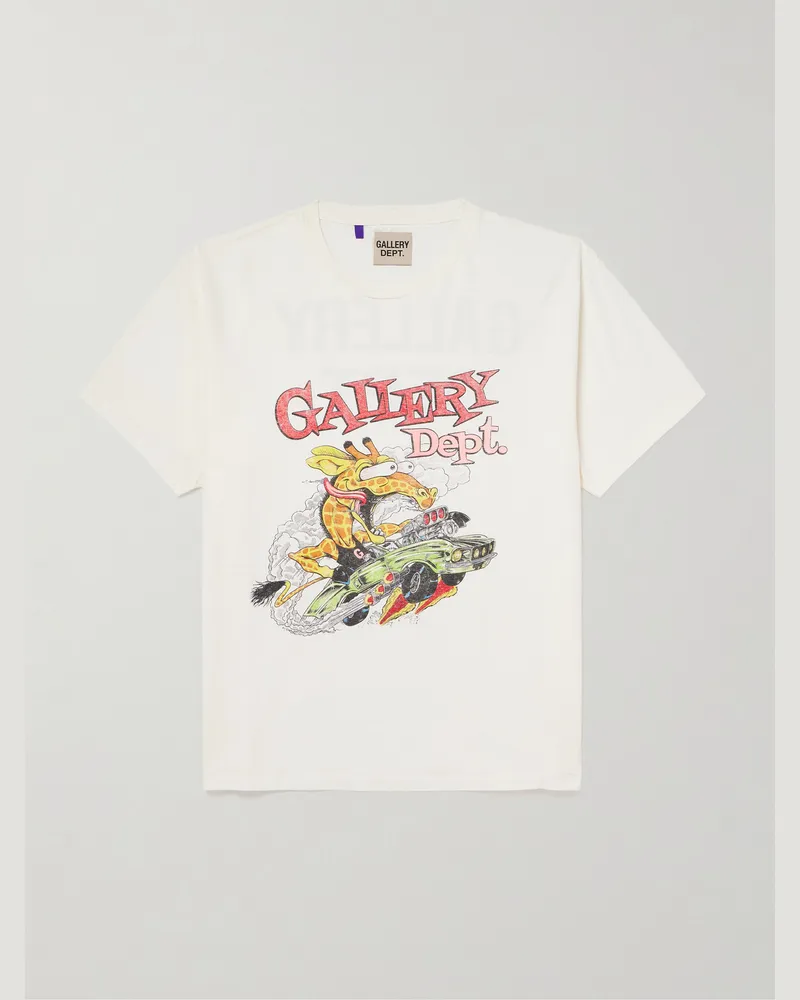 GALLERY DEPT. Rally Glittered Logo-Print Cotton-Jersey T-Shirt Neutrals