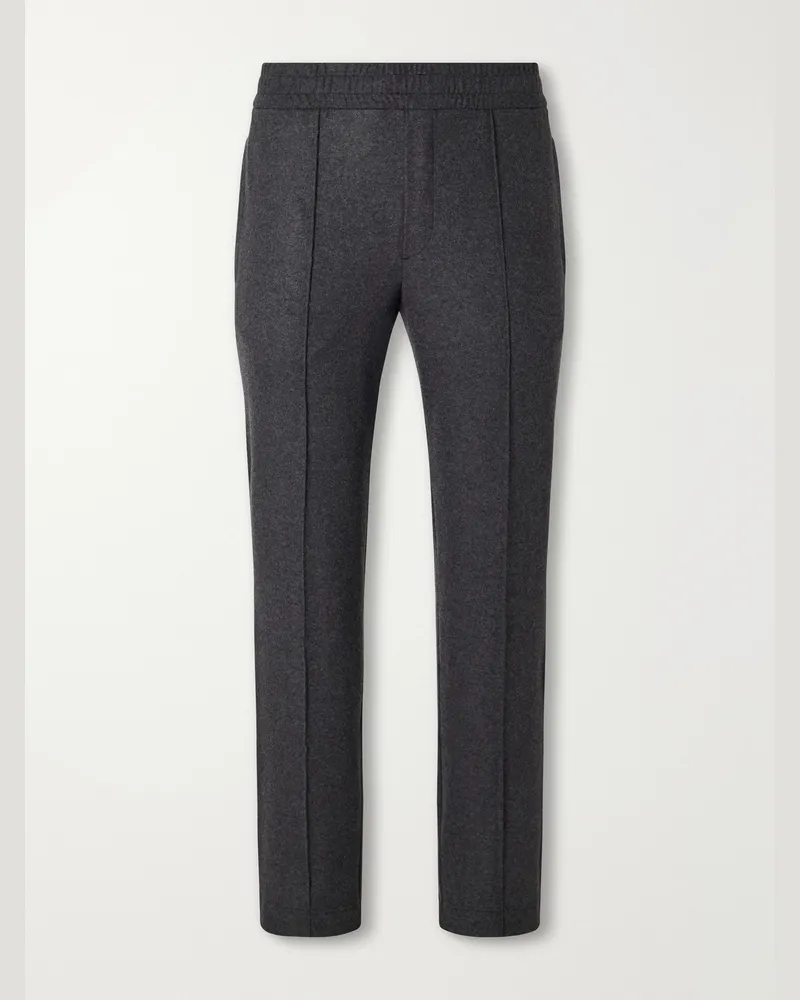Moncler Straight-Leg Mélange Stretch-Flannel Sweatpants Gray