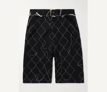 Straight-Leg Embroidered Organic Denim Shorts