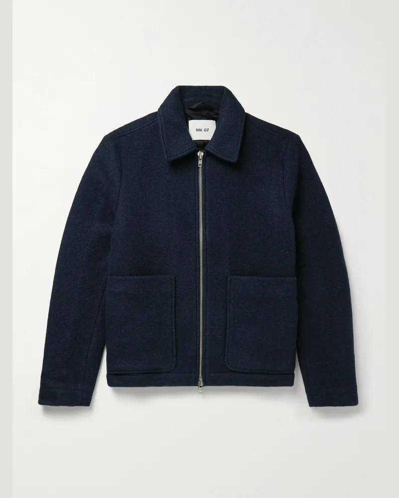 NN 07 Gael 8267 Brushed Wool-Blend Jacket Blue