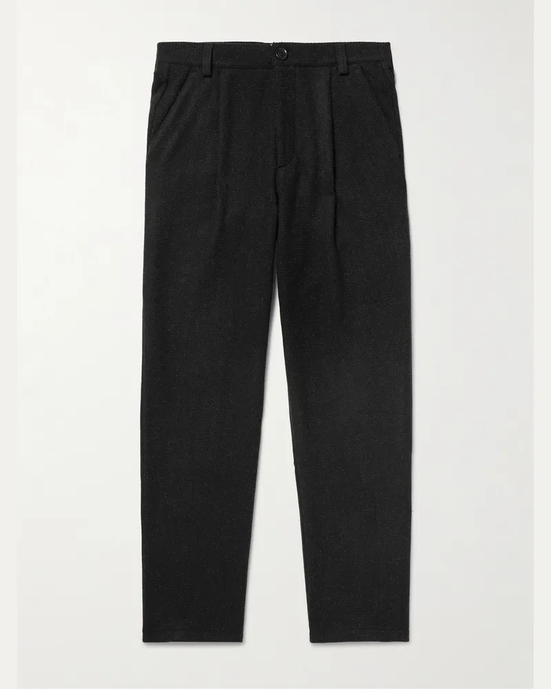 Oliver Spencer Morton Straight-Leg Pleated Cotton-Blend Suit Trousers Black