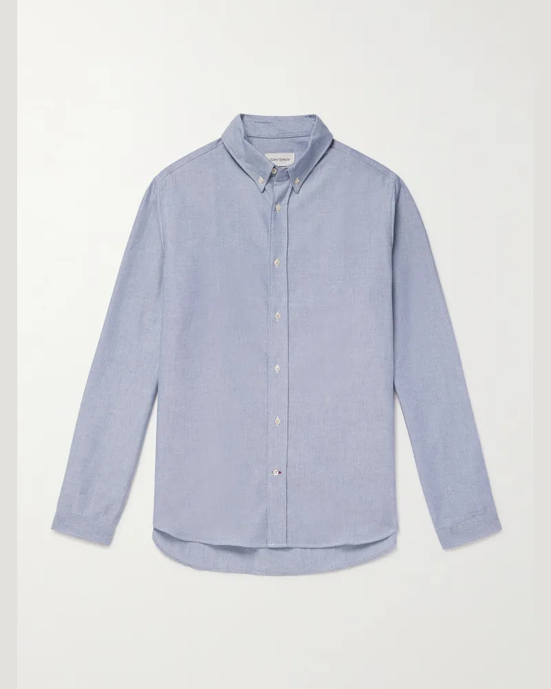 Oliver Spencer Brook schmal geschnittenes Hemd aus Biobaumwolle mit Button-Down-Kragen Blau
