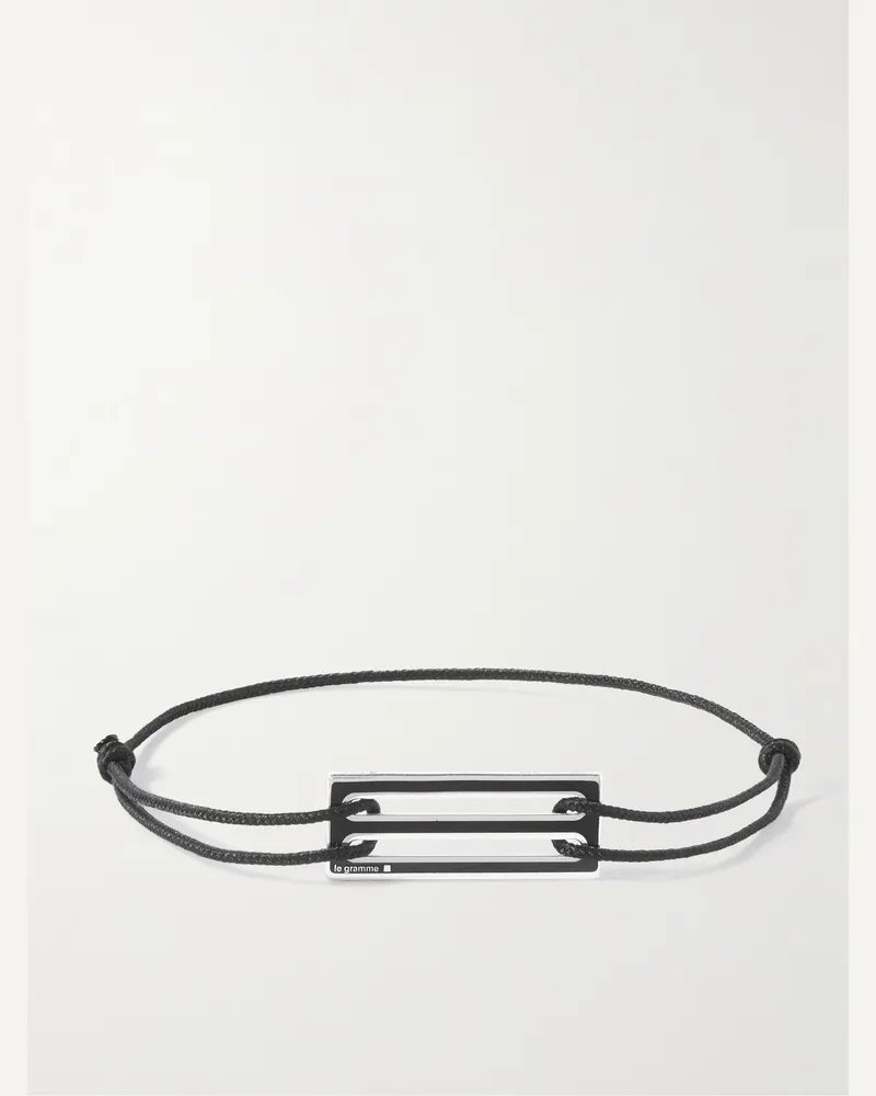 Le Gramme Le 2.5g Armband aus Kordel mit Detail aus Sterlingsilber und Emaille Schwarz