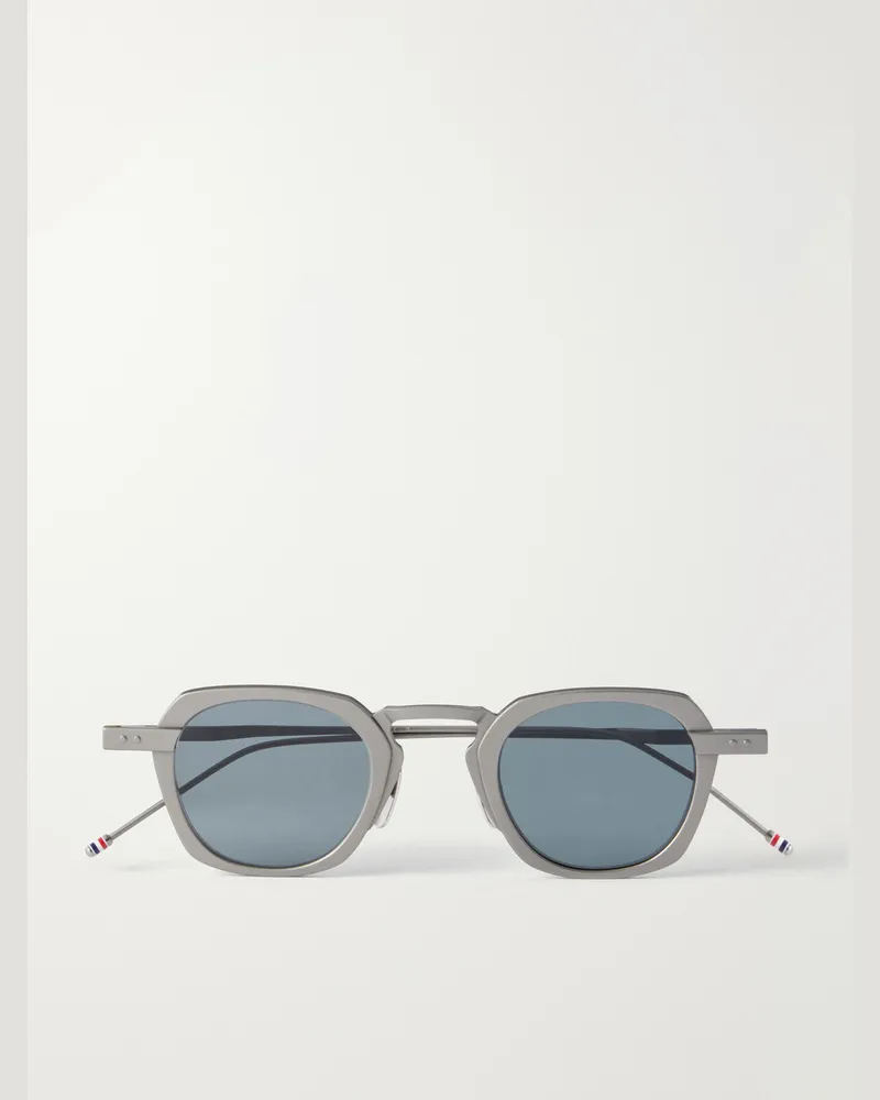 Thom Browne Square-Frame Silver-Tone Titanium Sunglasses Silver
