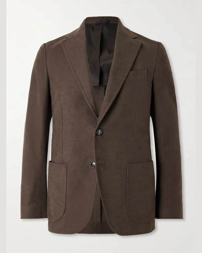 De Petrillo Posillipo Slim-Fit Unstructured Cotton Suit Jacket Brown