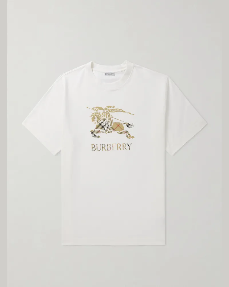 Burberry T-Shirt aus Baumwoll-Jersey mit Logoprint Weiß