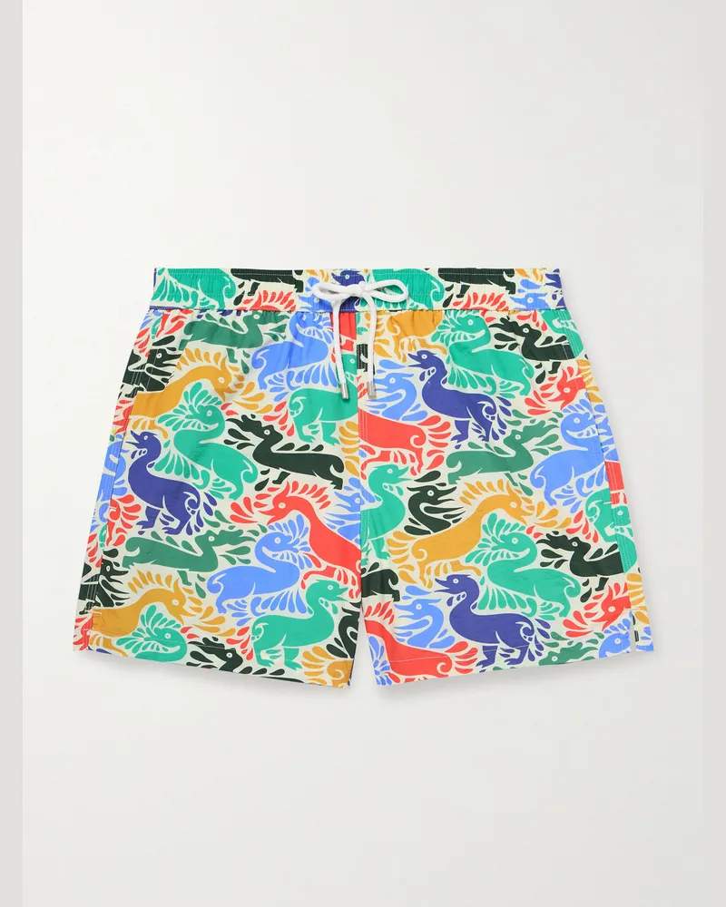 Drake's Ducks gerade geschnittene mittellange Badeshorts aus bedrucktem Shell Mehrfarbig