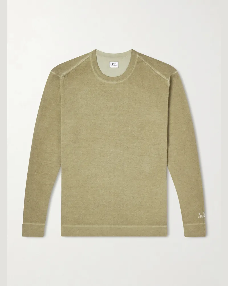 C.P. Company Pullover aus Baumwolle mit Logoprint in Stückfärbung Grün