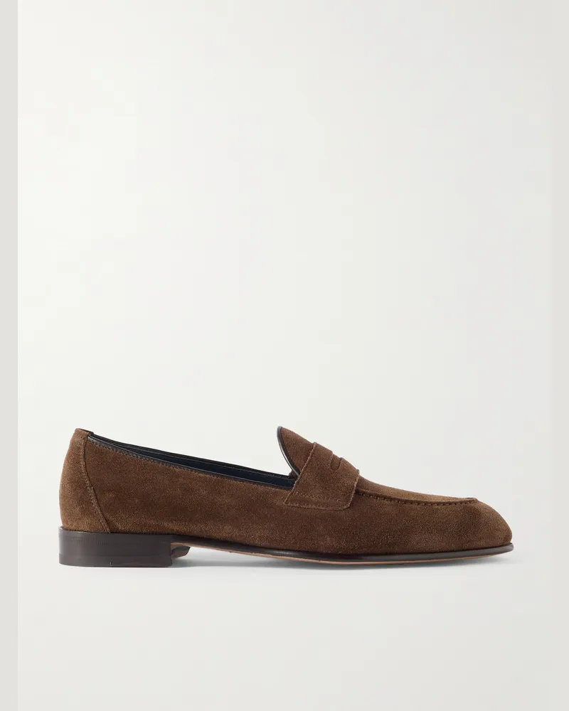 Brioni Appia Pennyloafers aus Veloursleder Braun
