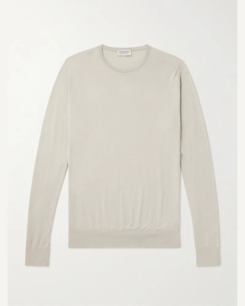 John Smedley Hatfield schmal geschnittener Pullover aus Sea-Island-Baumwolle Neutral