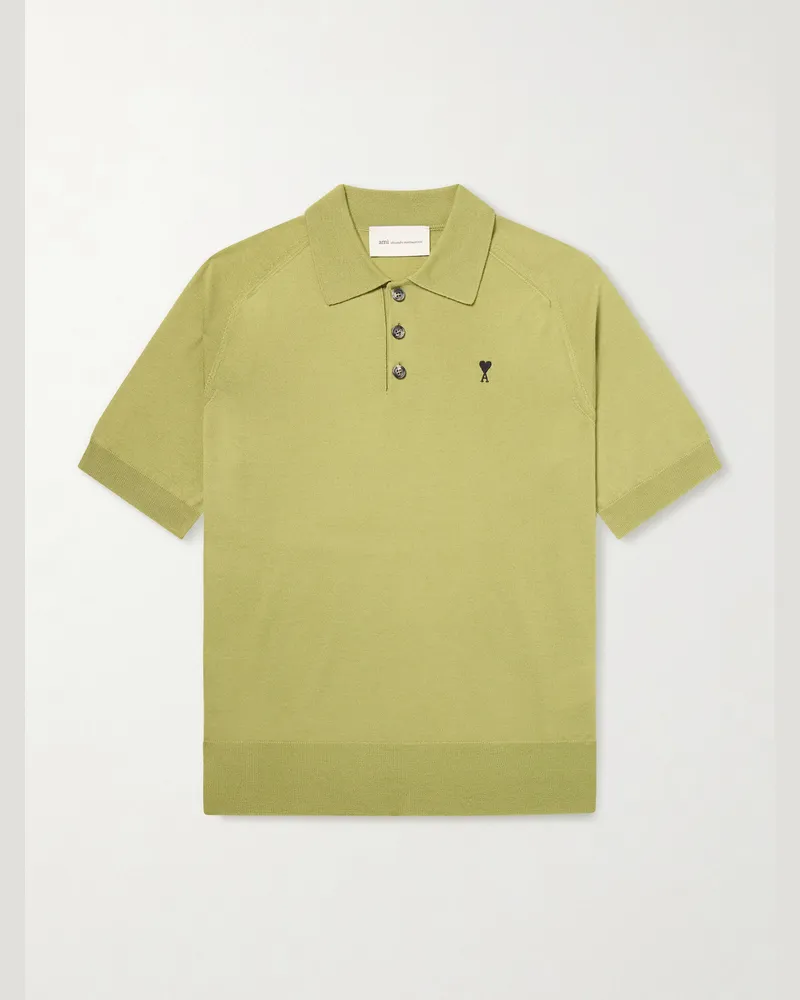 AMI Paris Polohemd aus Baumwolle mit Logostickerei Grün