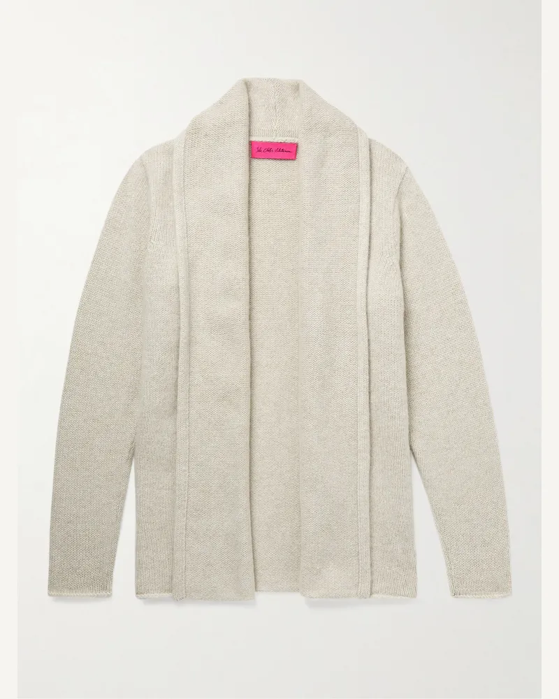 The Elder Statesman Shawl-Collar Cashmere Cardigan Neutrals