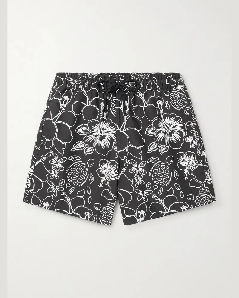 Vilebrequin Moorea Straight-Leg Mid-Length Printed Recycled Swim Shorts Black