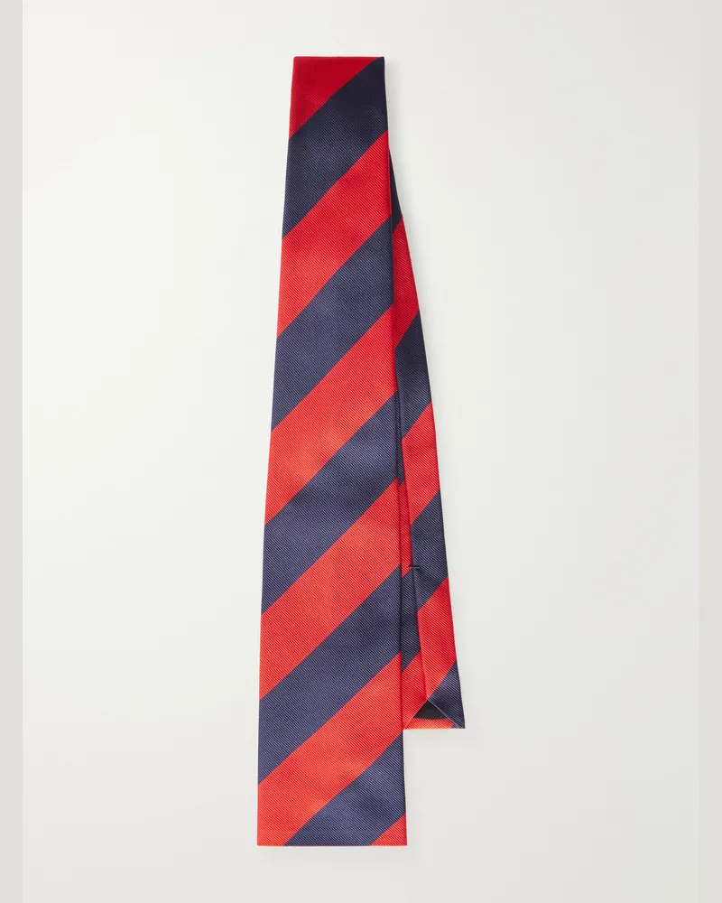 Celine 8cm Striped Silk-Twill Tie Red