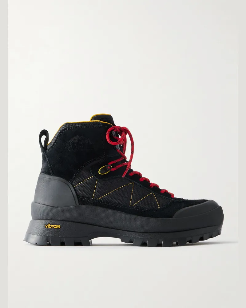 Ralph Lauren Logan Alpine Wanderstiefel aus Veloursleder mit Besatz aus Gummi und Mesh Schwarz
