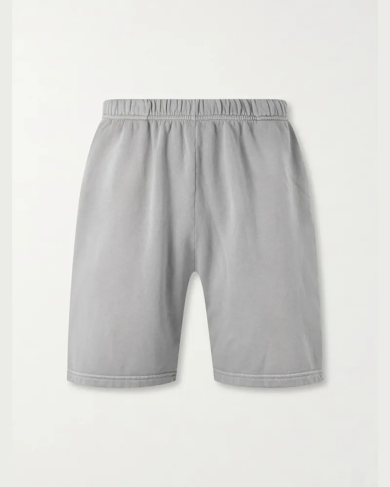 LES TIEN Rider Straight-Leg Cotton-Jersey Drawstring Shorts Gray