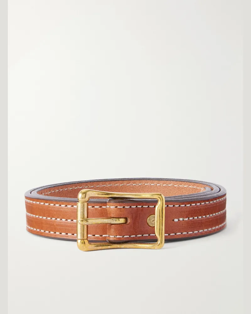 YUKETEN 2.5cm Leather Belt Brown