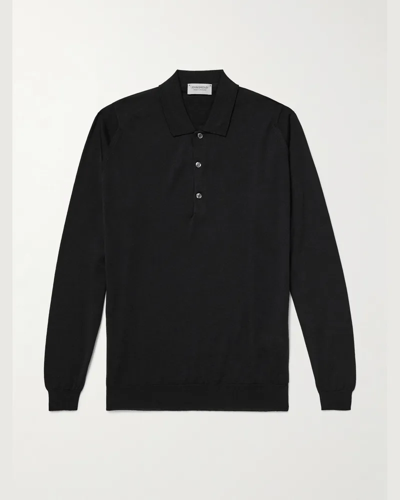 John Smedley Belper schmal geschnittener Pullover aus Merinowolle mit Polokragen Schwarz