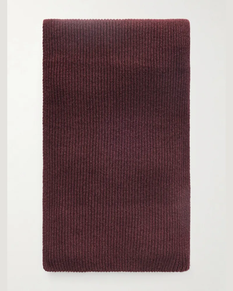William Lockie Ribbed Cashmere Scarf Burgundy