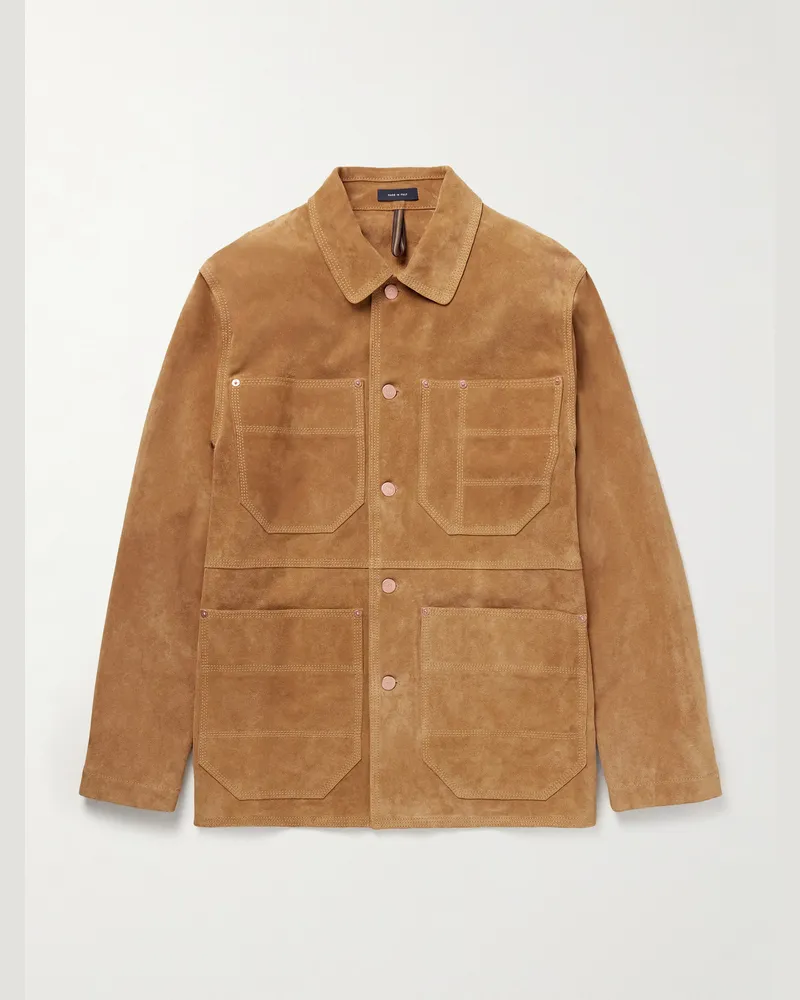 Drake's Welder Suede Chore Jacket Brown